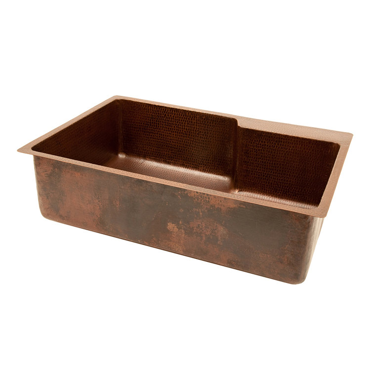 33" Hammered Copper Single Basin Drop-in Kitchen Sink