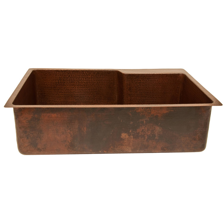 33" Hammered Copper Single Basin Drop-in Kitchen Sink