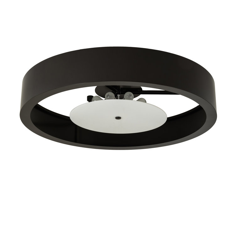 Timeless Bronze and White Glass Drum Flush Mount Light