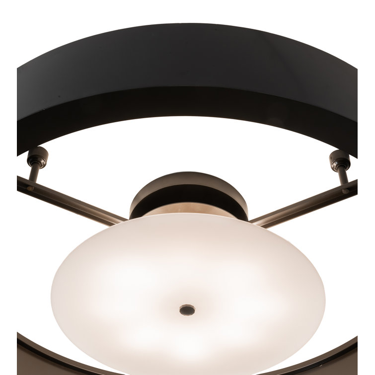 Timeless Bronze and White Glass Drum Flush Mount Light