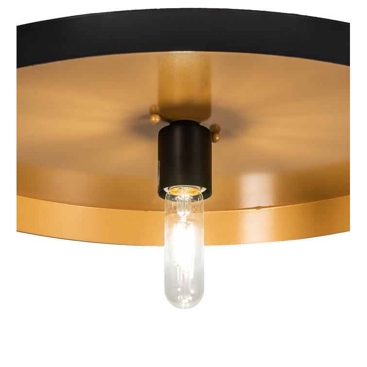 Solar Black and Sahara Gold Steel Flush Mount Light