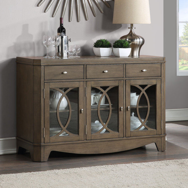 Bordeaux Toffee Brown 54.5'' Solid Wood Sideboard with Glass Doors