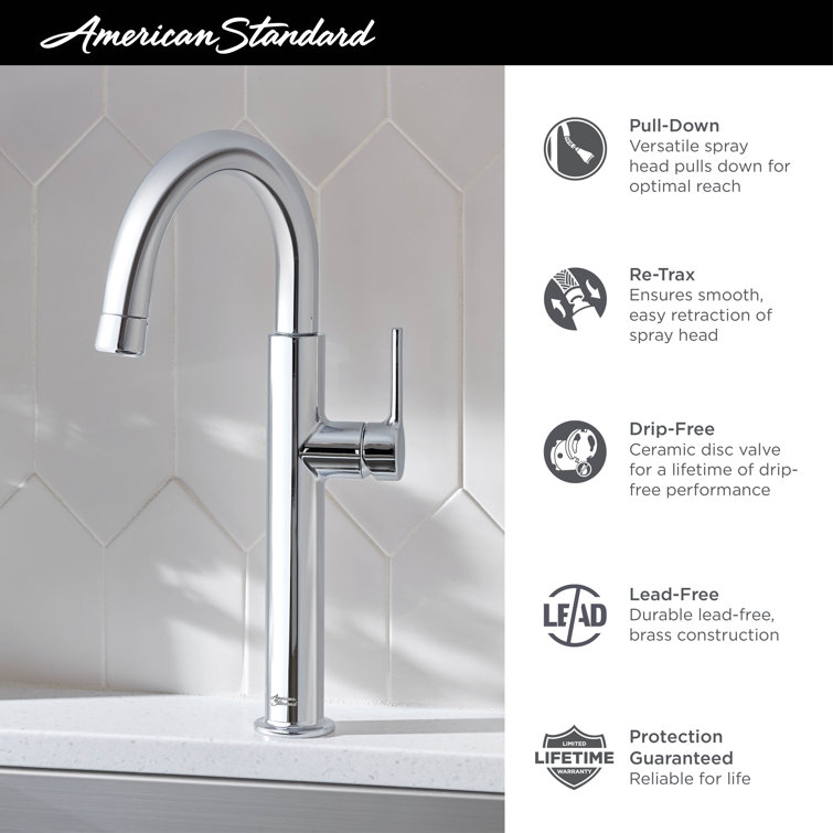 Stainless Steel Single-Handle Pull-Down Bar Faucet