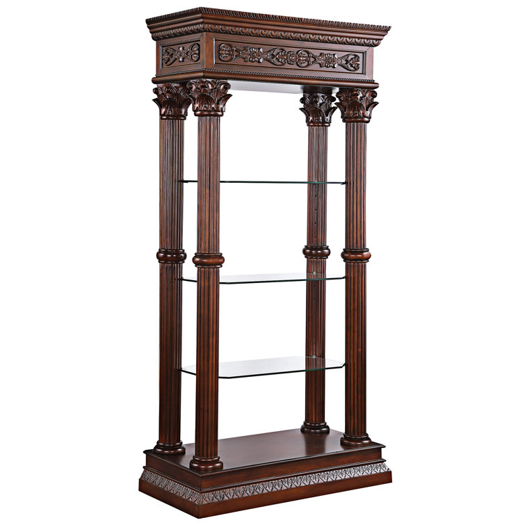 Corinthian Grand 78" Hardwood Curio Bookcase with Adjustable Glass Shelves