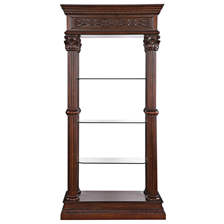 Corinthian Grand 78" Hardwood Curio Bookcase with Adjustable Glass Shelves