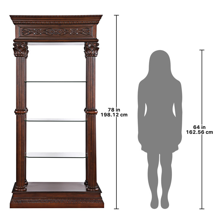 Corinthian Grand 78" Hardwood Curio Bookcase with Adjustable Glass Shelves