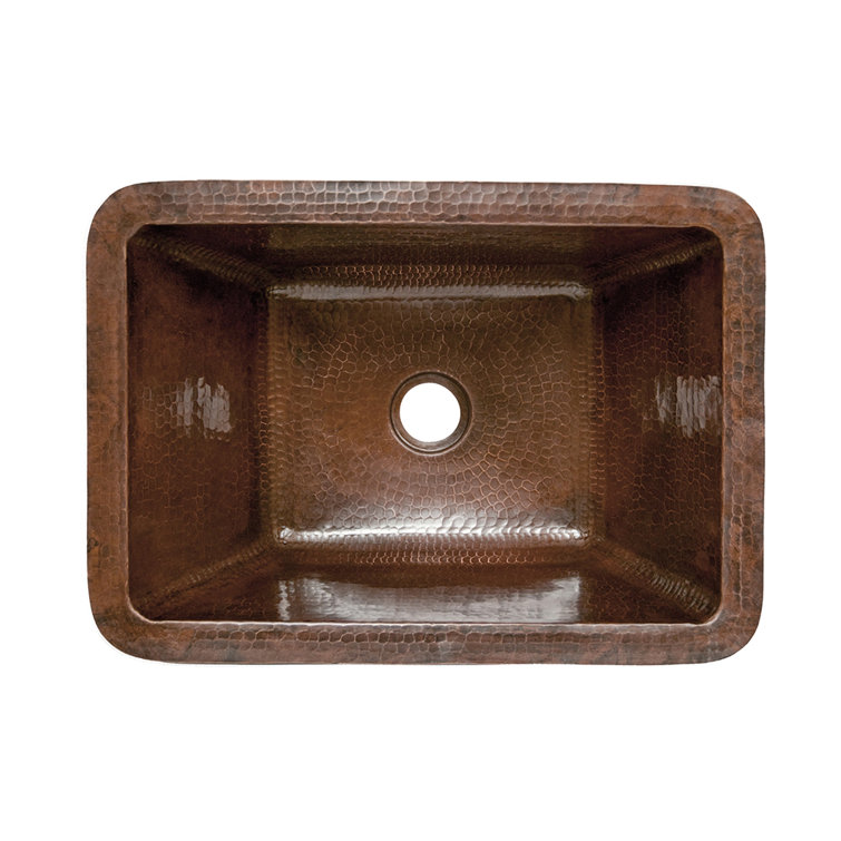 17" Oil Rubbed Bronze Hammered Copper Rectangle Bathroom Sink