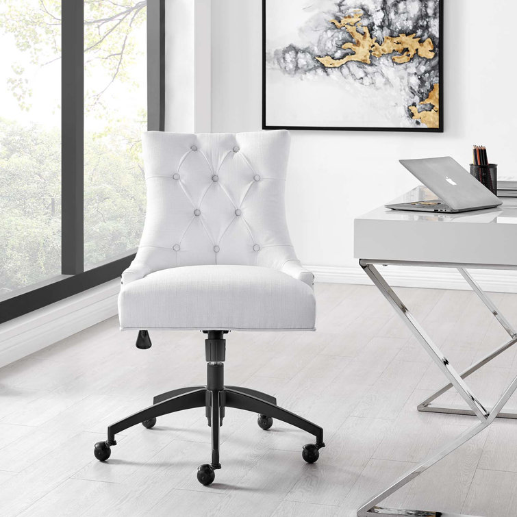Regent Tufted Swivel Office Chair in Black & White Fabric