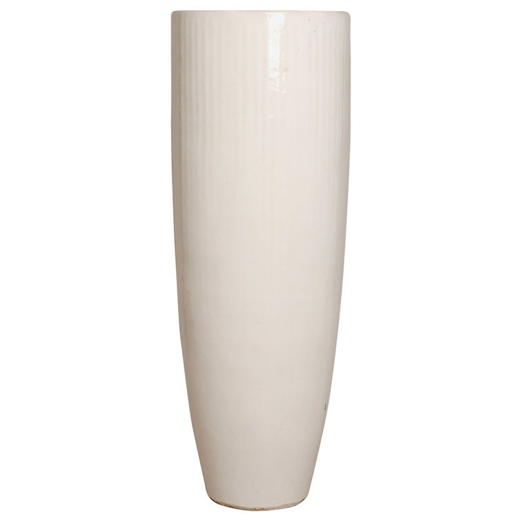 Tall White Glazed Ceramic Indoor/Outdoor Planter