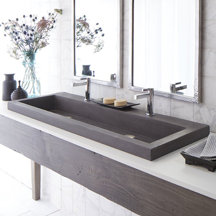 Modern Artisan 48" Slate Copper Stone Rectangular Drop-In Sink