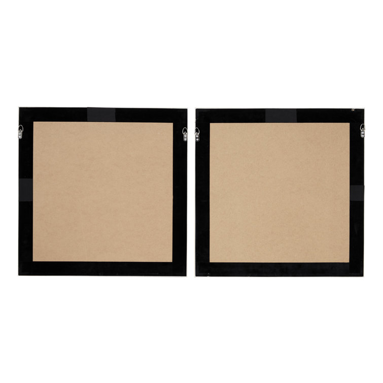 Large Brown Wood and Rattan Shadow Box Wall Art Set