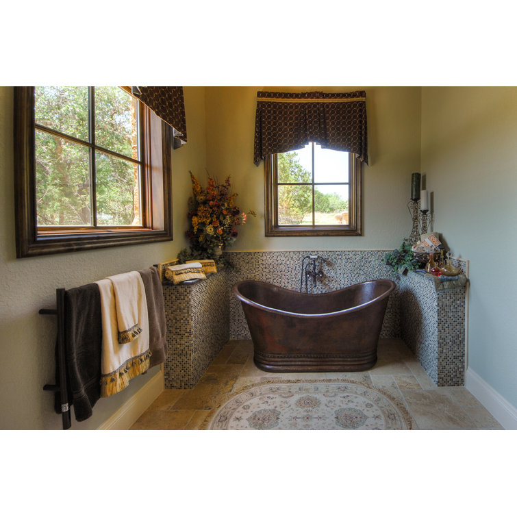 67" Oil Rubbed Bronze Hammered Copper Double Slipper Bathtub