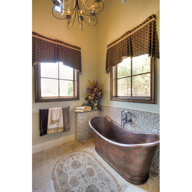 67" Oil Rubbed Bronze Hammered Copper Double Slipper Bathtub