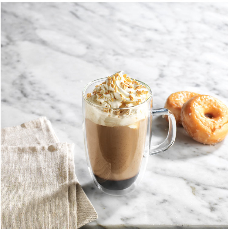 16 oz Clear Double Walled Glass Coffee Mugs Set
