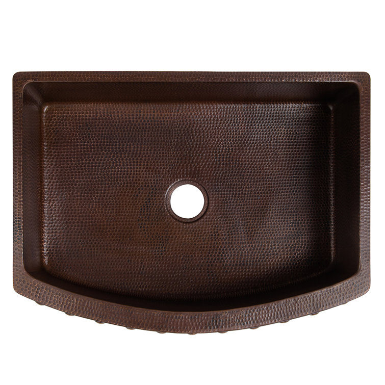 30" Hammered Copper Farmhouse Sink with Barrel Strap Design