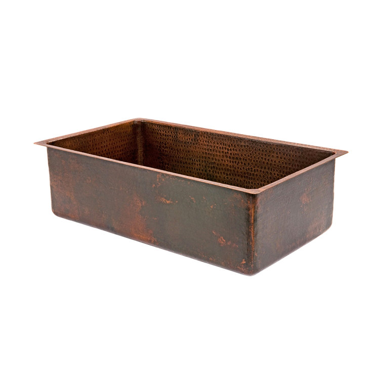 30" Hammered Copper Single Basin Drop-In Kitchen Sink