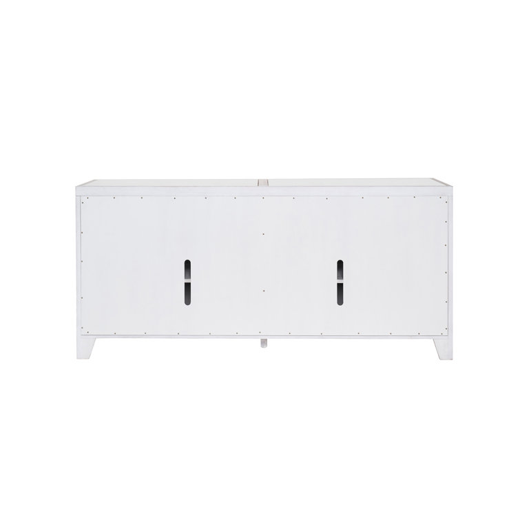 Blair 78" Weathered White Wood Credenza with Stone Top