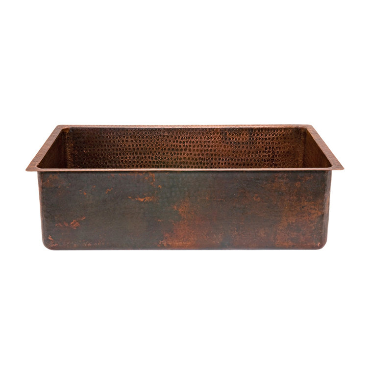 30" Hammered Copper Single Basin Drop-In Kitchen Sink