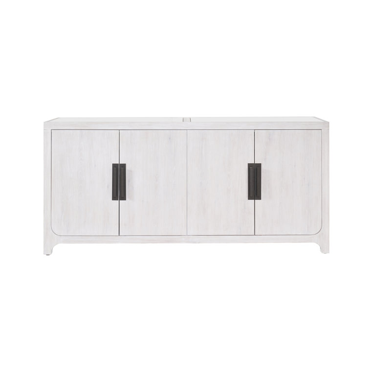 Blair 78" Weathered White Wood Credenza with Stone Top
