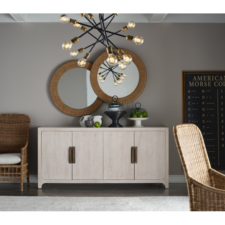 Blair 78" Weathered White Wood Credenza with Stone Top