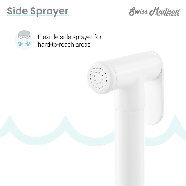 Matte White Nickel Widespread Kitchen Faucet with Side Sprayer