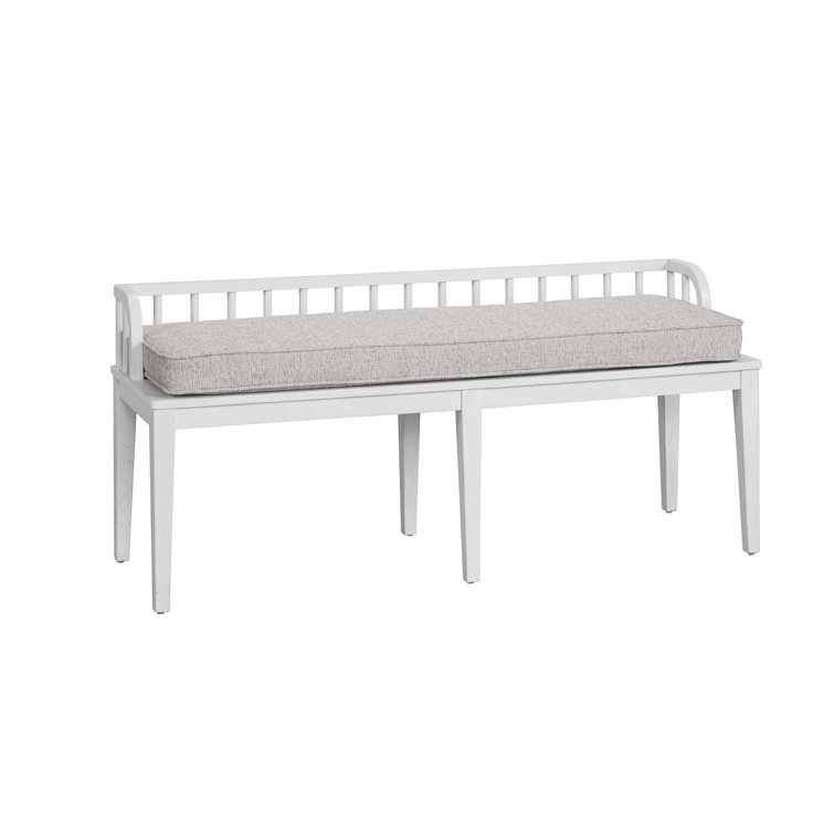 Gray Upholstered Dining Bench with White Tapered Legs
