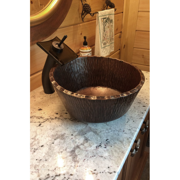 Handcrafted Hammered Copper Above-Counter Vessel Sink