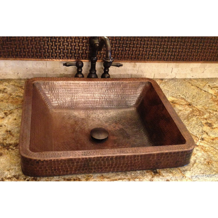 22" Hammered Copper Rectangle Skirted Vessel Sink