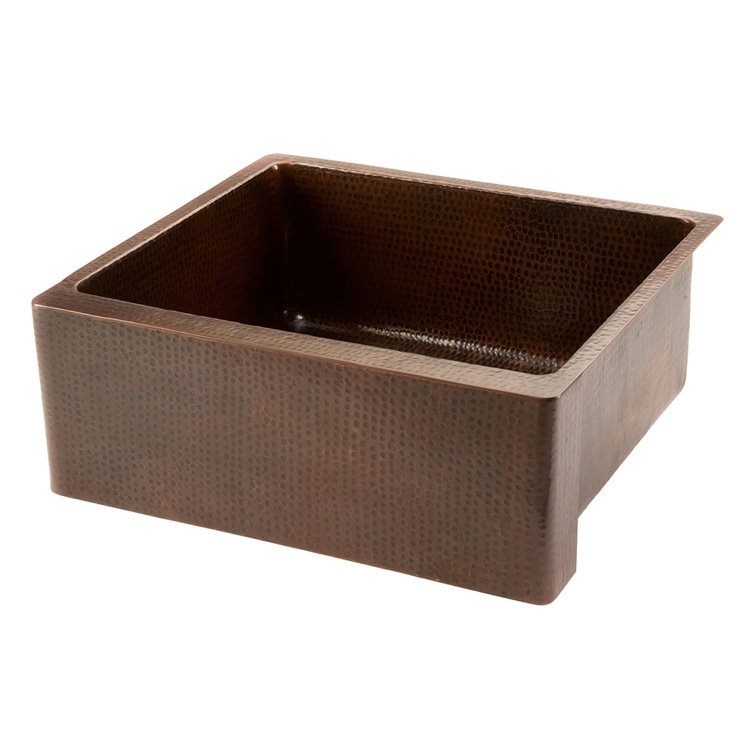 25" Hammered Copper Farmhouse Apron Single Basin Sink
