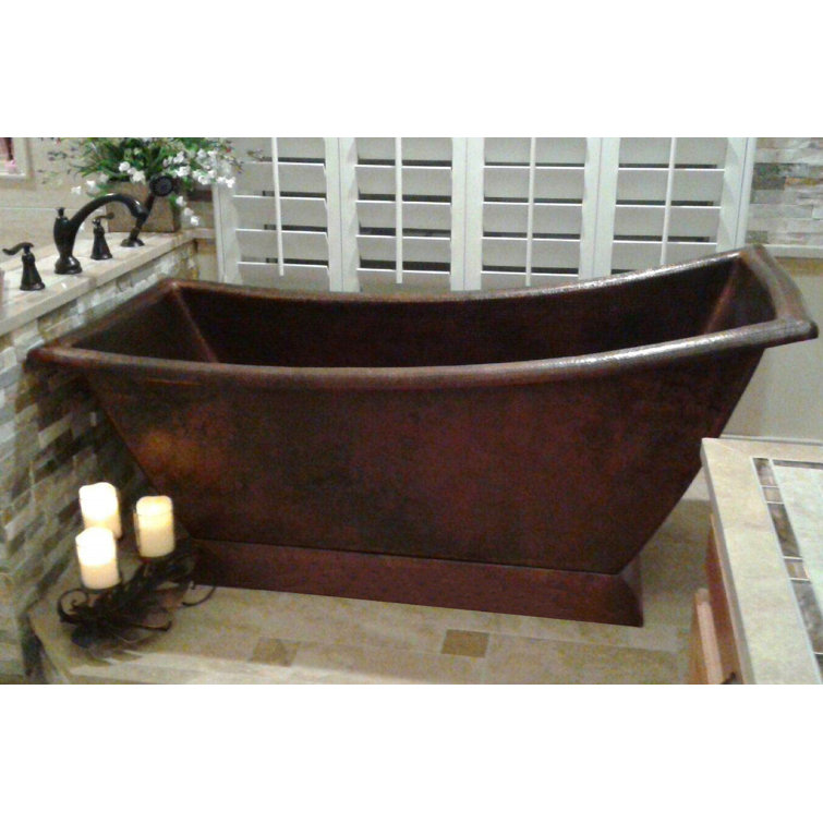 67" Hammered Copper Single Slipper Bathtub in Oil Rubbed Bronze Finish