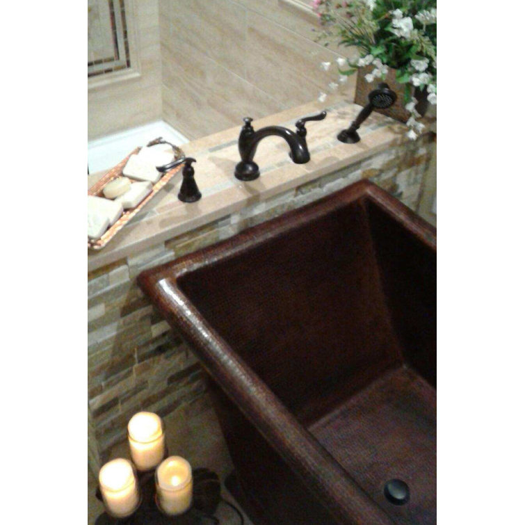 67" Hammered Copper Single Slipper Bathtub in Oil Rubbed Bronze Finish