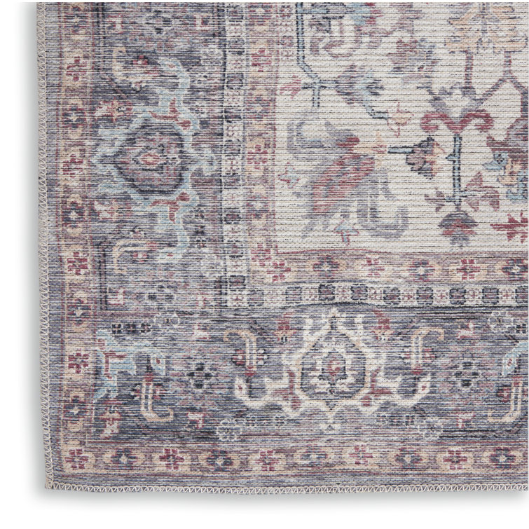 Nicole Curtis Grey 4' x 6' Machine Washable Vintage Medallion Area Rug