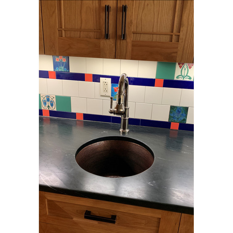 17" Round Hammered Copper Bar/Prep Sink