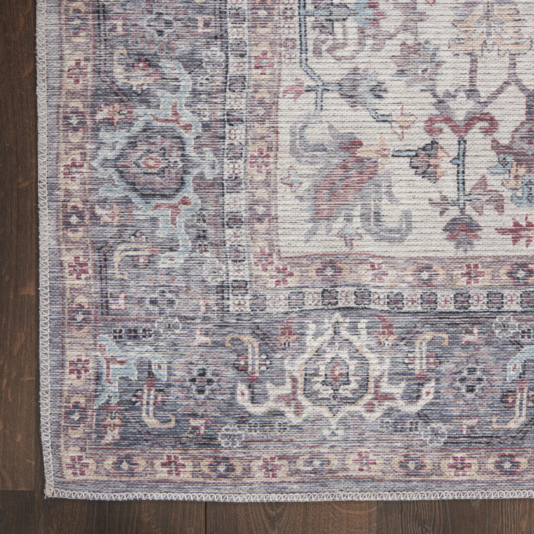 Nicole Curtis Grey 4' x 6' Machine Washable Vintage Medallion Area Rug