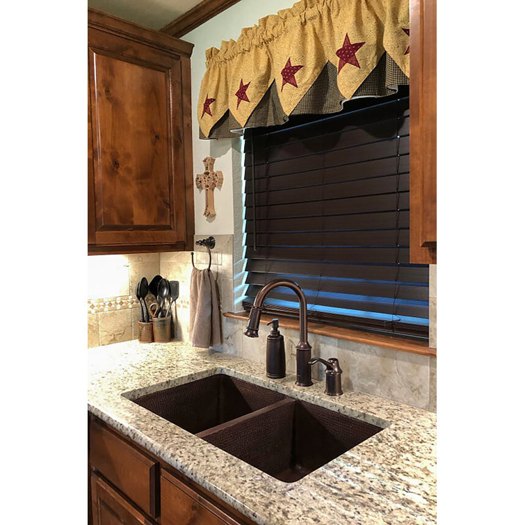 33" Hammered Copper Double Basin Kitchen Sink in Oil Rubbed Bronze