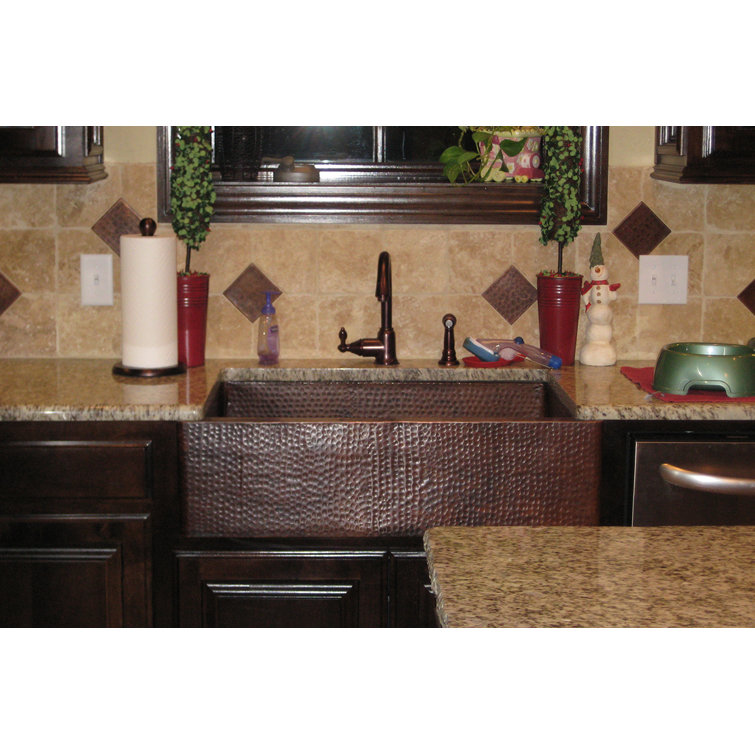 4" x 4" Hammered Copper Tile with Oil Rubbed Bronze Finish