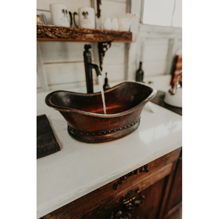 20" Oil Rubbed Bronze Hammered Copper Vessel Sink