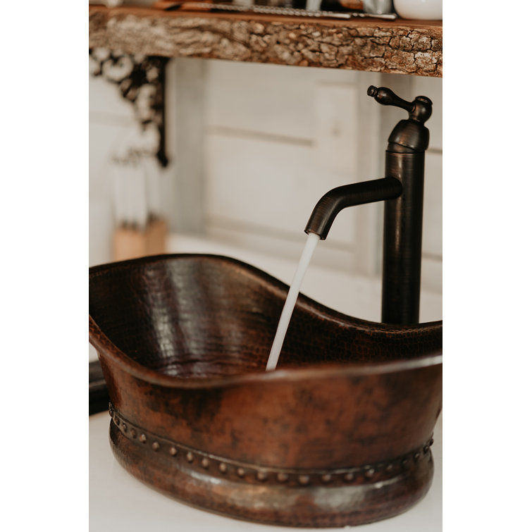 20" Oil Rubbed Bronze Hammered Copper Vessel Sink