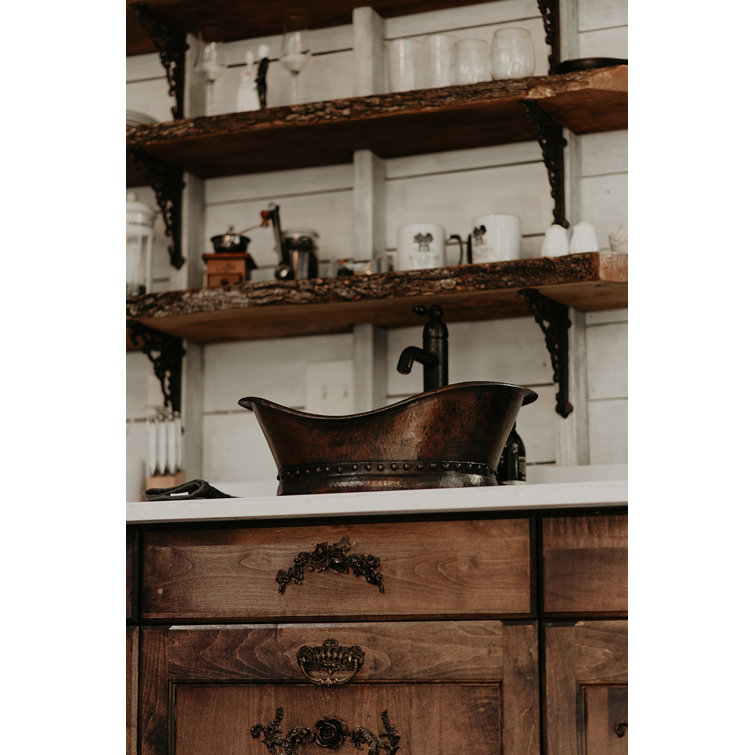 20" Oil Rubbed Bronze Hammered Copper Vessel Sink