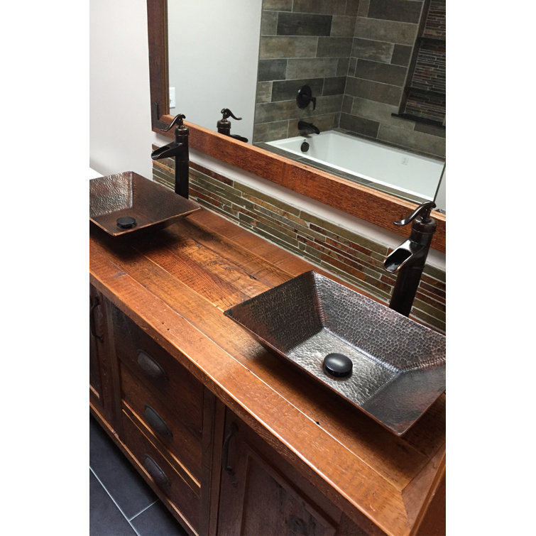 17'' Hand Forged Old World Copper Rectangle Vessel Sink