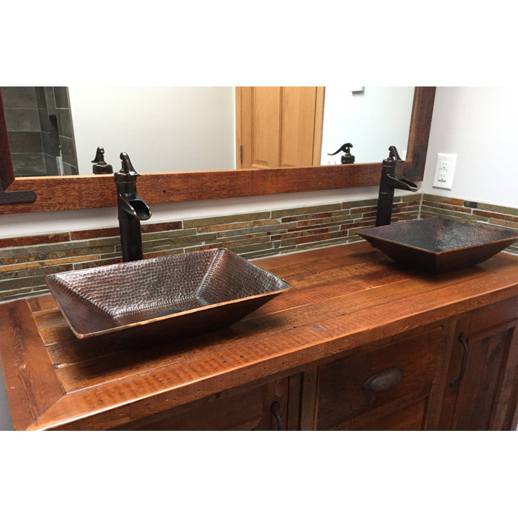 17'' Hand Forged Old World Copper Rectangle Vessel Sink