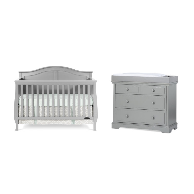 Camden Cool Gray Convertible 4-in-1 Crib with Steel Support