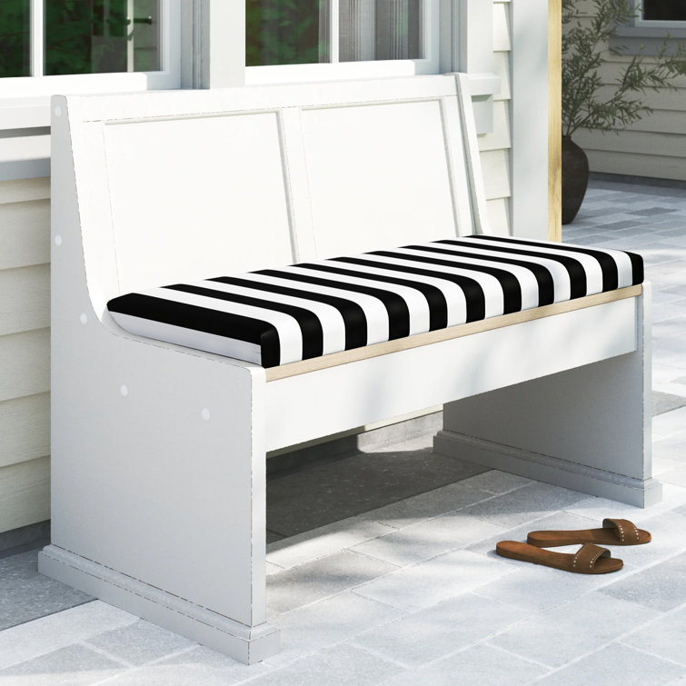 Black and White Striped Outdoor Bench Cushion 46 x 17
