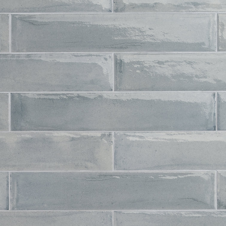 Tint Light Blue Polished Porcelain Subway Wall Tile 3-in x 16-in