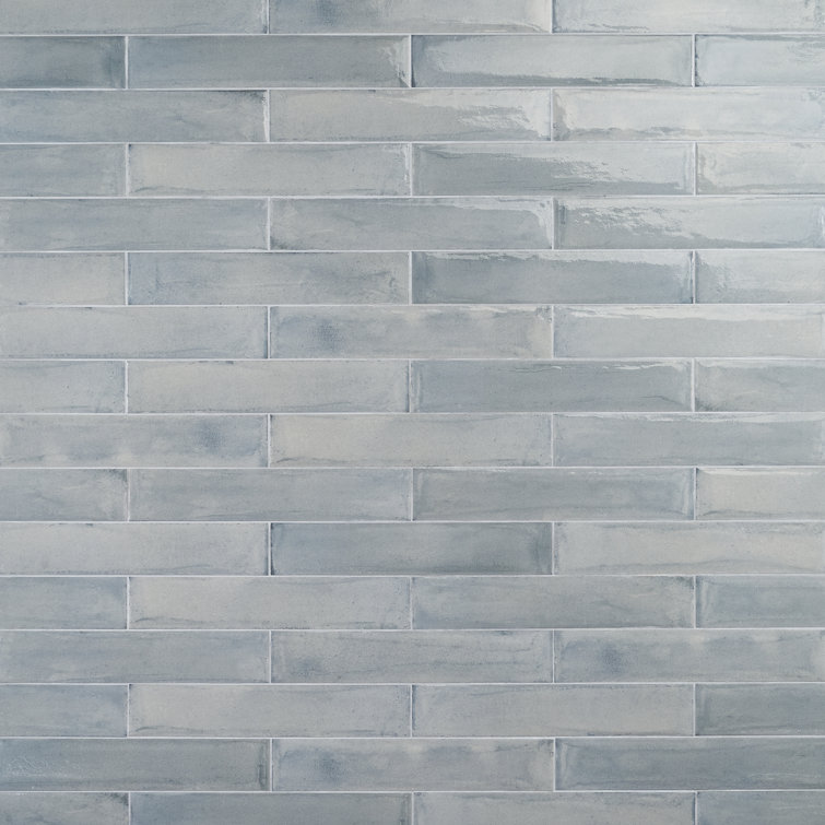 Tint Light Blue Polished Porcelain Subway Wall Tile 3-in x 16-in