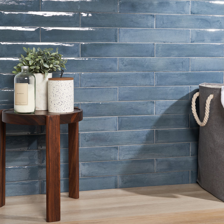 Tint 3x16 Polished Blue Porcelain Subway Wall Tile