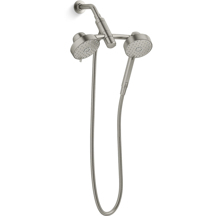 Large Vibrant Brushed Nickel Dual Shower Head with Handheld