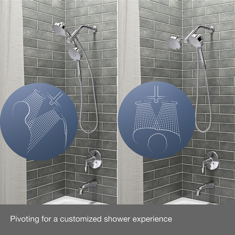 Large Vibrant Brushed Nickel Dual Shower Head with Handheld