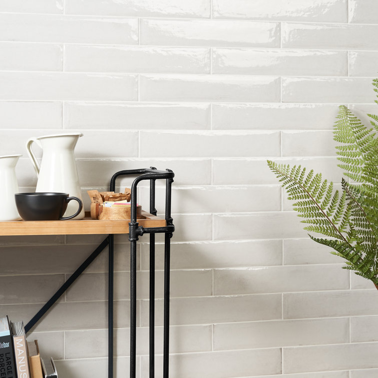 White Polished Porcelain Rectangular Subway Wall Tile 3-in x 16-in