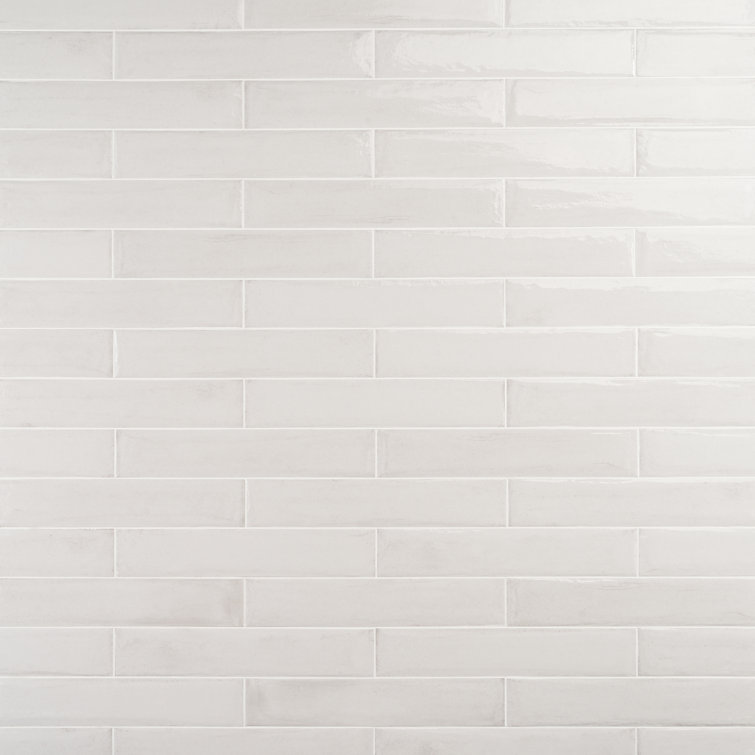 White Polished Porcelain Rectangular Subway Wall Tile 3-in x 16-in
